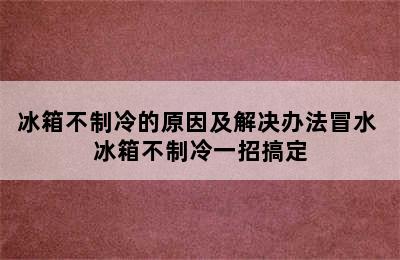 冰箱不制冷的原因及解决办法冒水 冰箱不制冷一招搞定